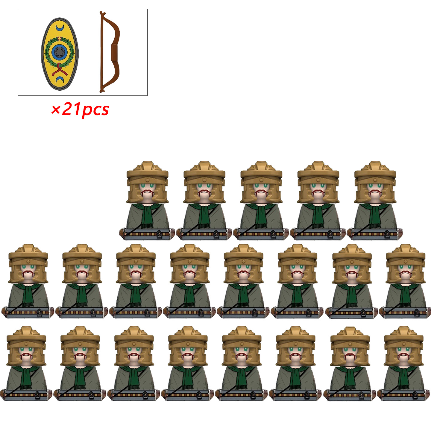 Lego Minifigure Holder - 21pcs MOC Creative ยุคกลาง Kinghts โรม