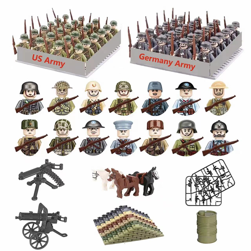 Lego Minifigure Holder - 24 ชิ้น/ชุด WW2 ทหาร WW2 Army